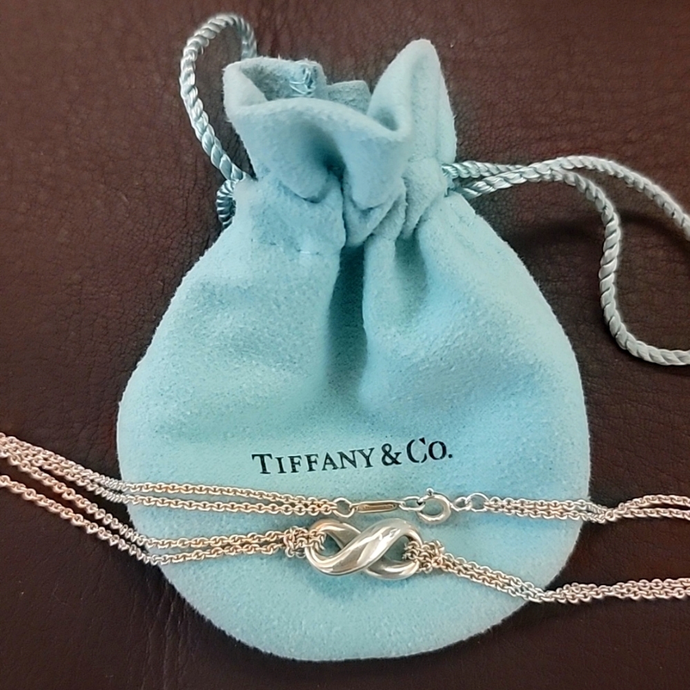 Tiffany & Co Sterling Silver Double Chain Chunky Infiniti Necklace